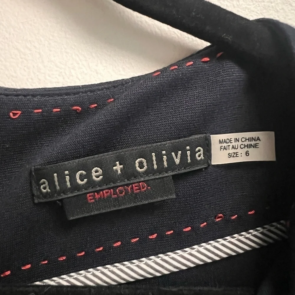 ALICE + OLIVIA Women’s Navy Blue Cap Sleeve Victoria Peplum Dress - size 6 - Picture 6 of 9